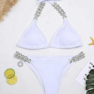 white rhinestone bikini
